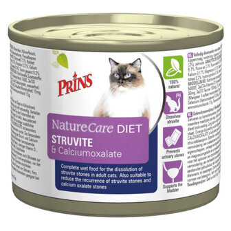 Prins NatureCare Diet Cat Struvite &amp; Calciumoxalate blikvoeding 200g