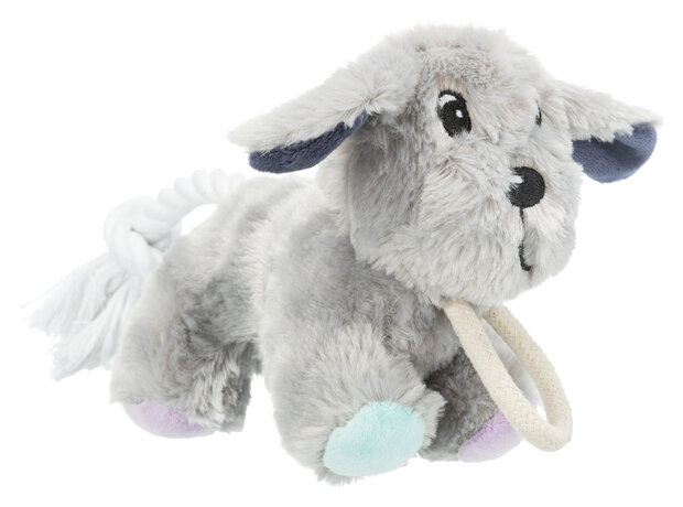 Pluche hond met touw24 cm det.1